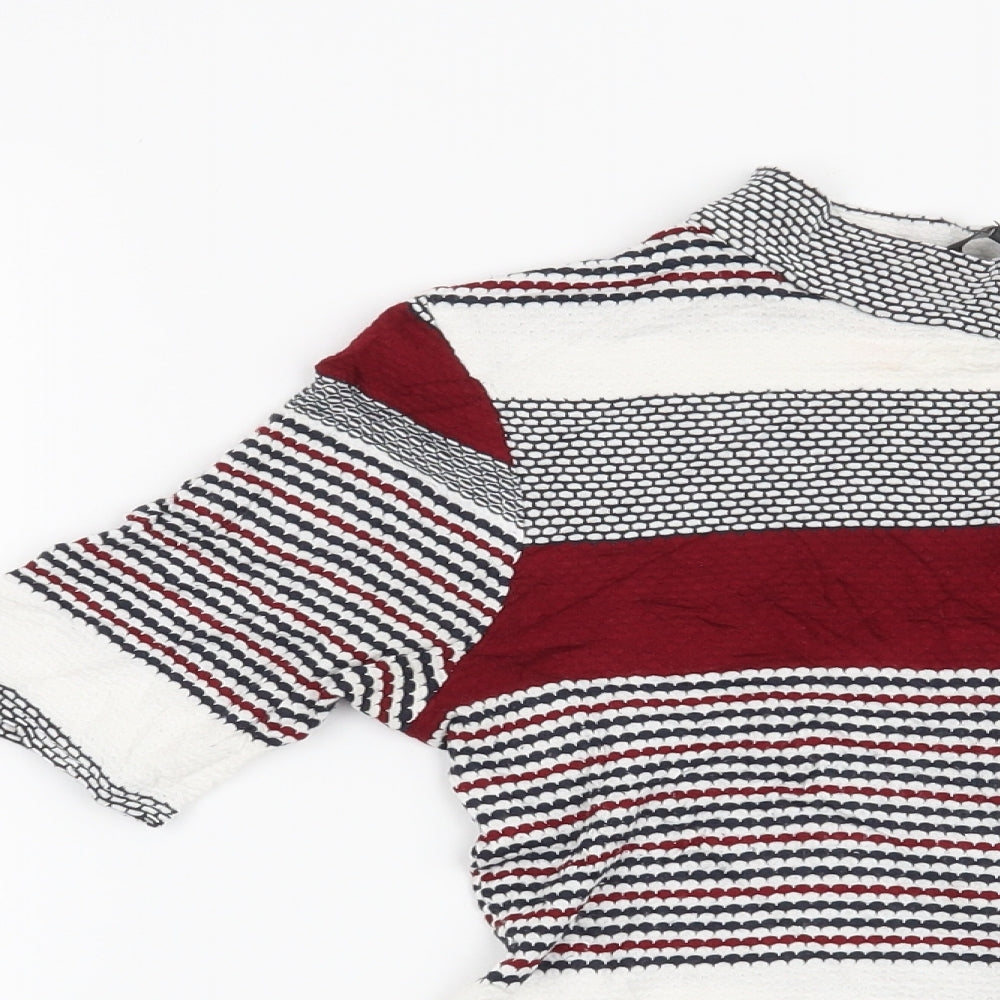 New Look Womens Red Striped  Basic Blouse Size 8