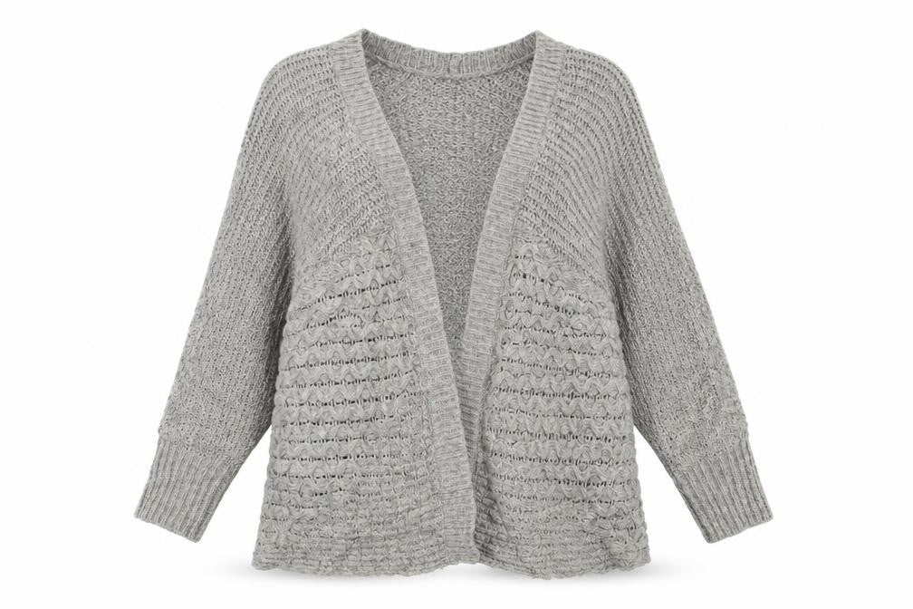 Front view of Papaya women’s grey cardigan jumper, size M