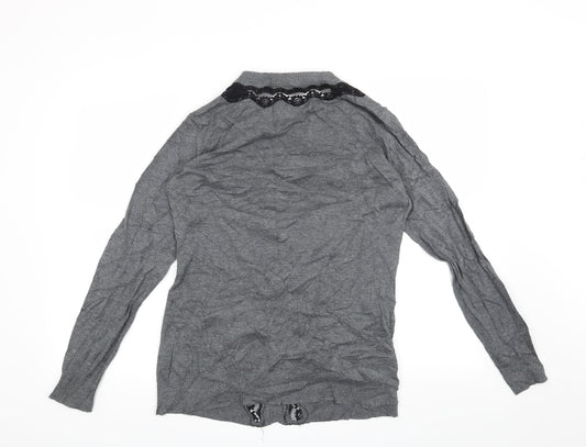 Lux Womens Grey   Cardigan Jumper Size L