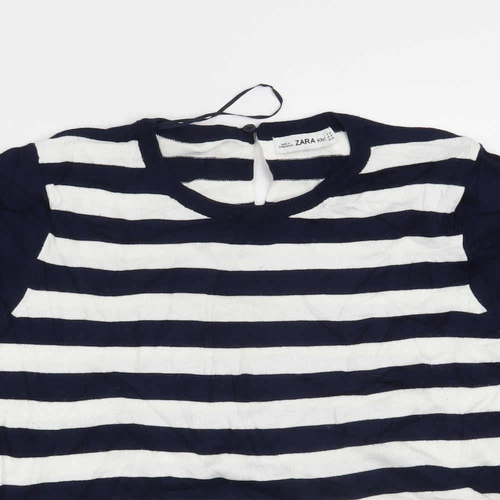 Zara Womens Blue Striped  Pullover Jumper Size M