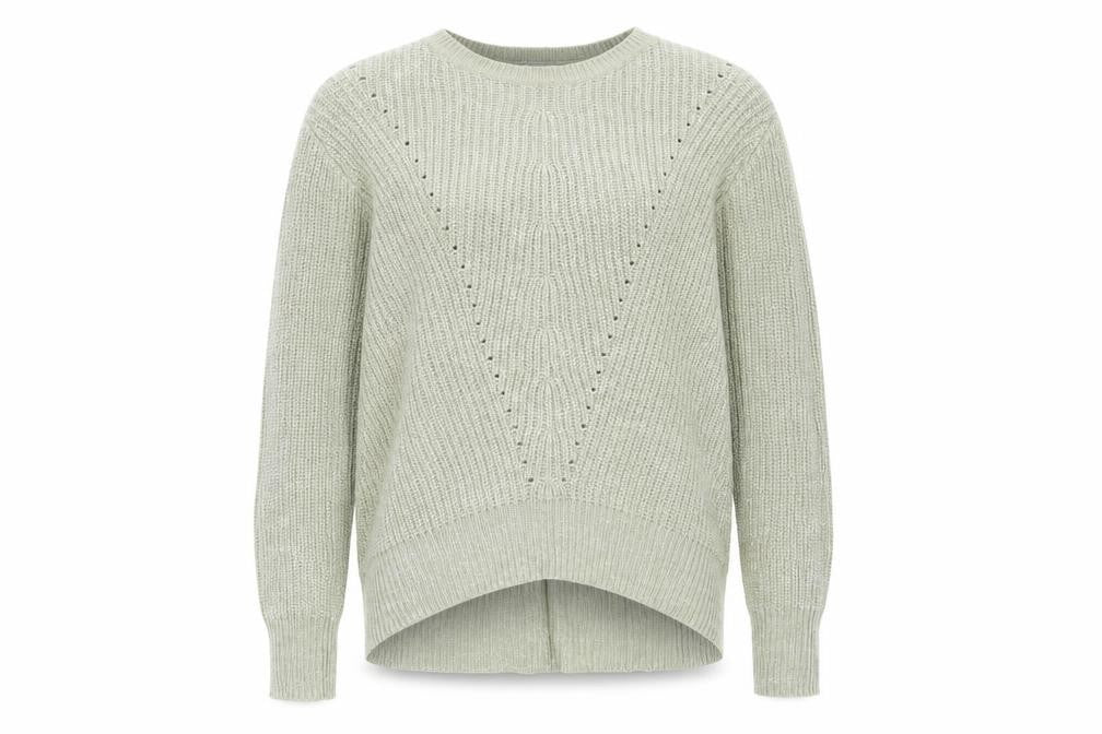 Front view of Peacocks women’s green jumper, size S