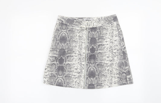 New Look Womens Grey Animal Print  Mini Skirt Size 10