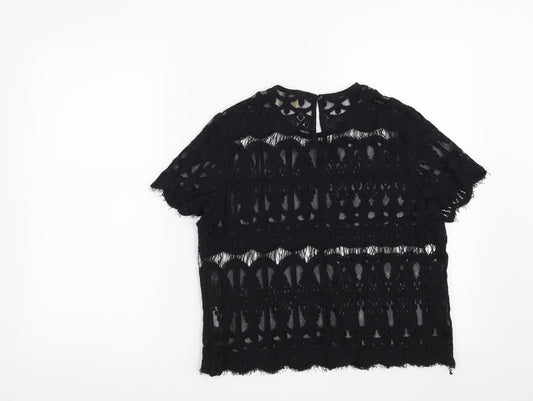 Louche Womens Black Geometric  Basic Blouse Size 12