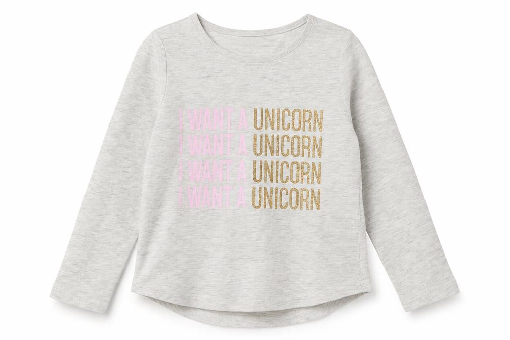Front view of I love girls’ wear girls grey basic t-shirt, size 5, years