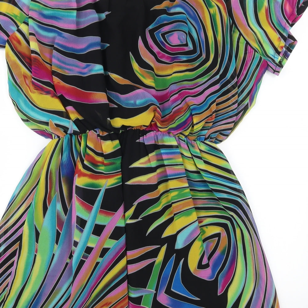 Purple Womens Black Striped  Fit & Flare  Size M