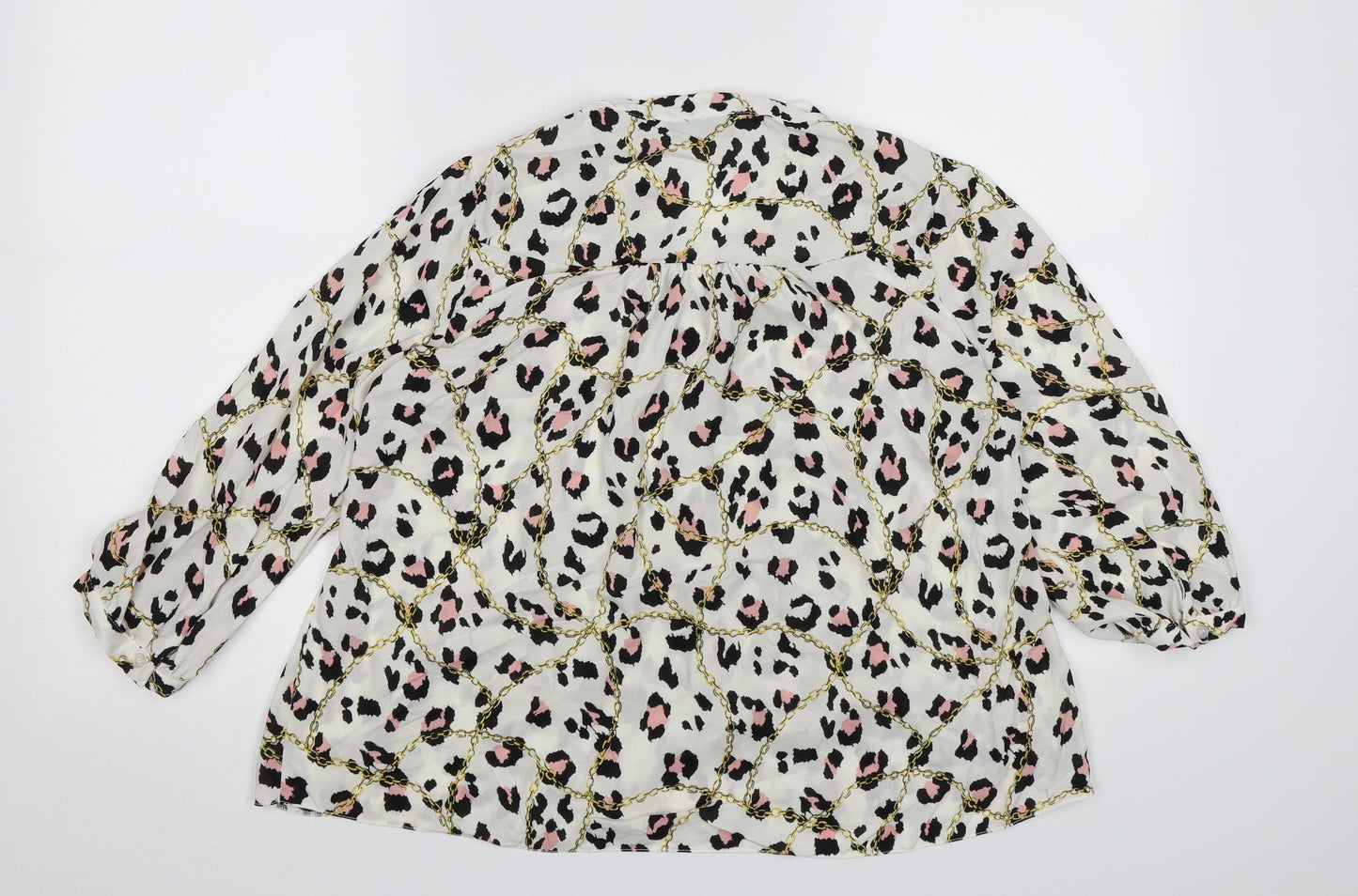 Papaya Womens White Animal Print Chiffon Basic Blouse Size 8