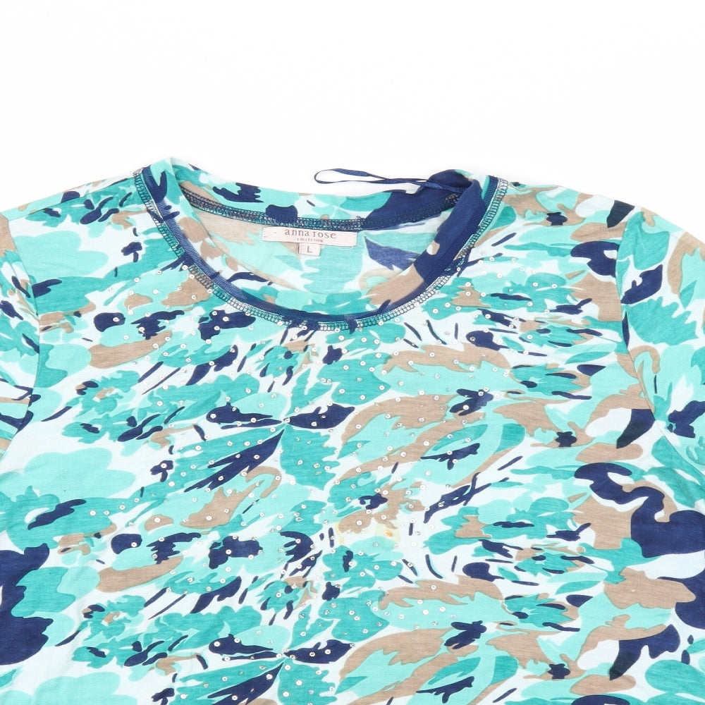 Anna rose Womens Green Camouflage  Basic T-Shirt Size L