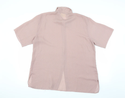 Elizabeth Shetton Womens Pink Polka Dot  Basic Button-Up Size 14