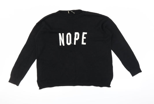 Papaya Womens Black  Knit Pullover Jumper Size M