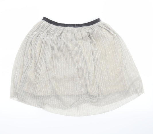 NEXT Girls Silver   Pleated Skirt Size 10 Years