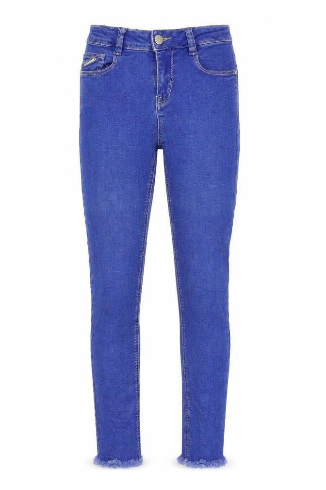 Front view of Stradivarius women’s blue skinny jeans, size UK 4, 24-inch leg