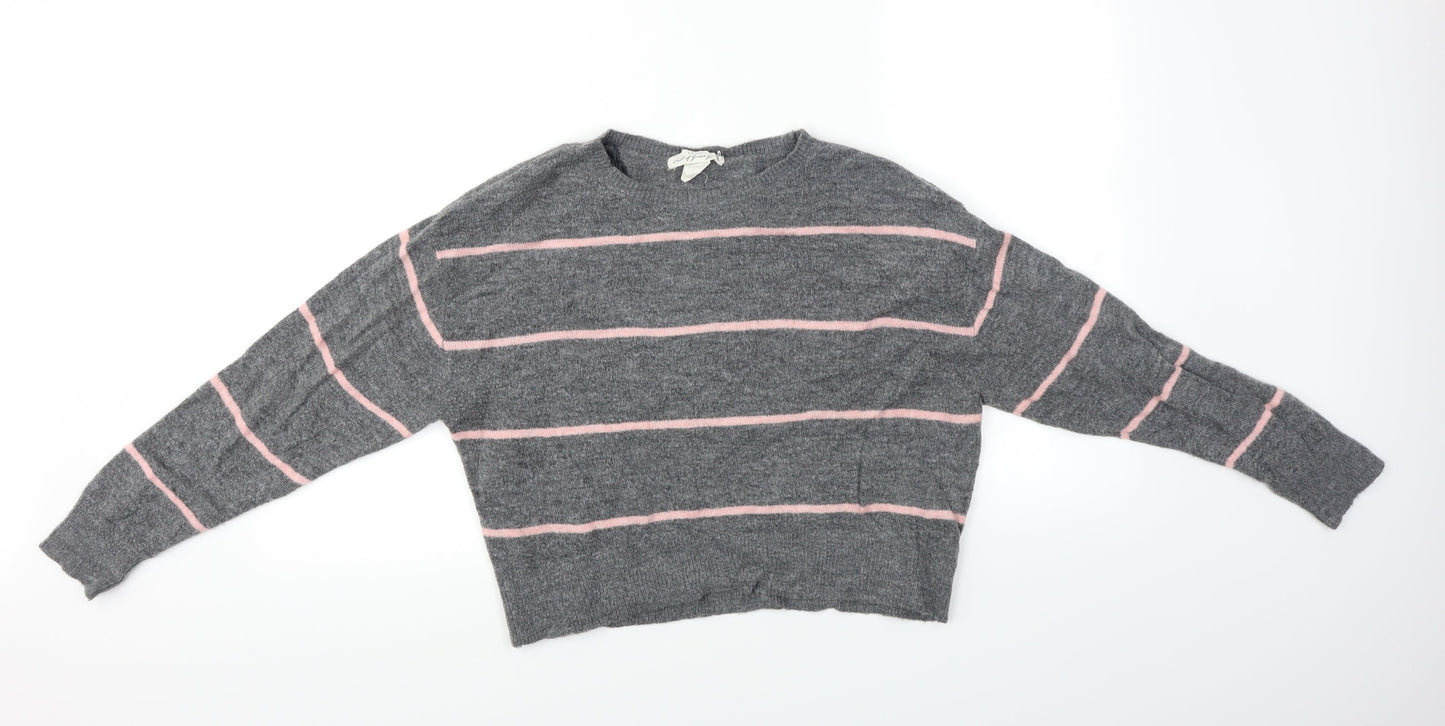H&M Womens Grey Striped  Pullover Jumper Size XS