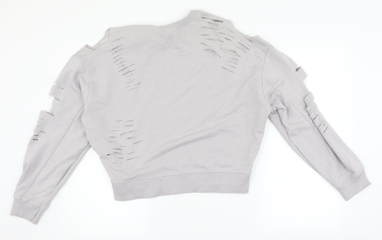 New Look Womens Grey   Pullover Sweatshirt Size 12  - distressed
