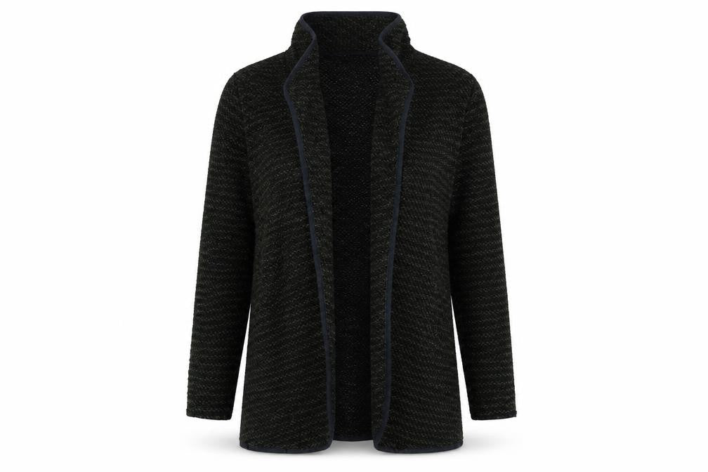 Front view of New Look women’s green cardigan jumper, size UK 10