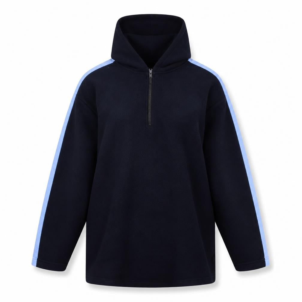 Front view of Marks & Spencer women’s blue henley jumper, size UK 10
