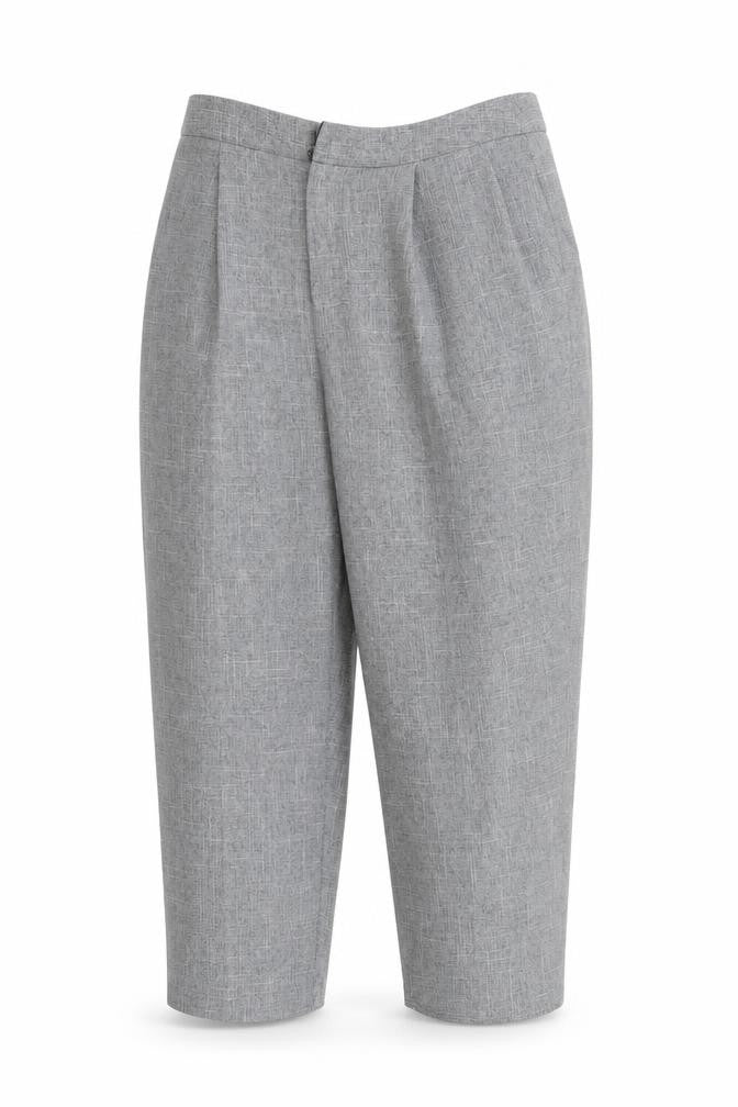 Front view of Light Before Dark women’s grey cropped trousers, size M, 25-inch leg