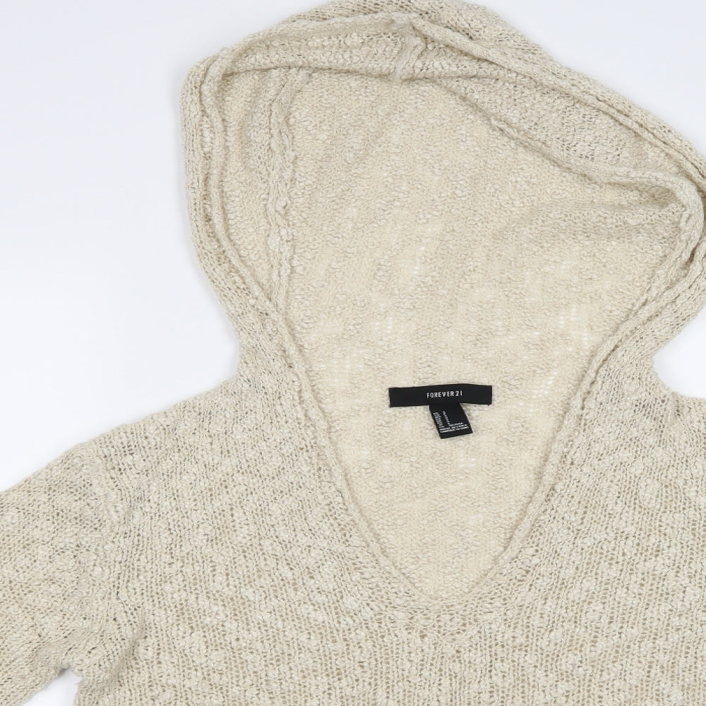 FOREVER 21 Womens Ivory   Pullover Jumper Size S  - Has a Hood