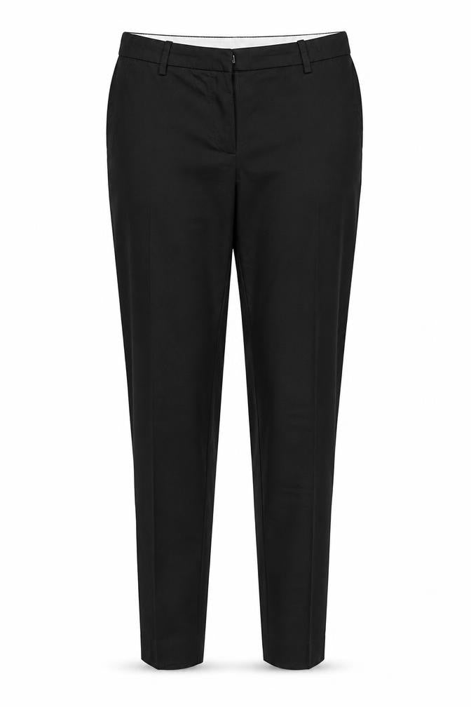 Front view of H&M women’s black trousers, size UK 10, 26-inch leg
