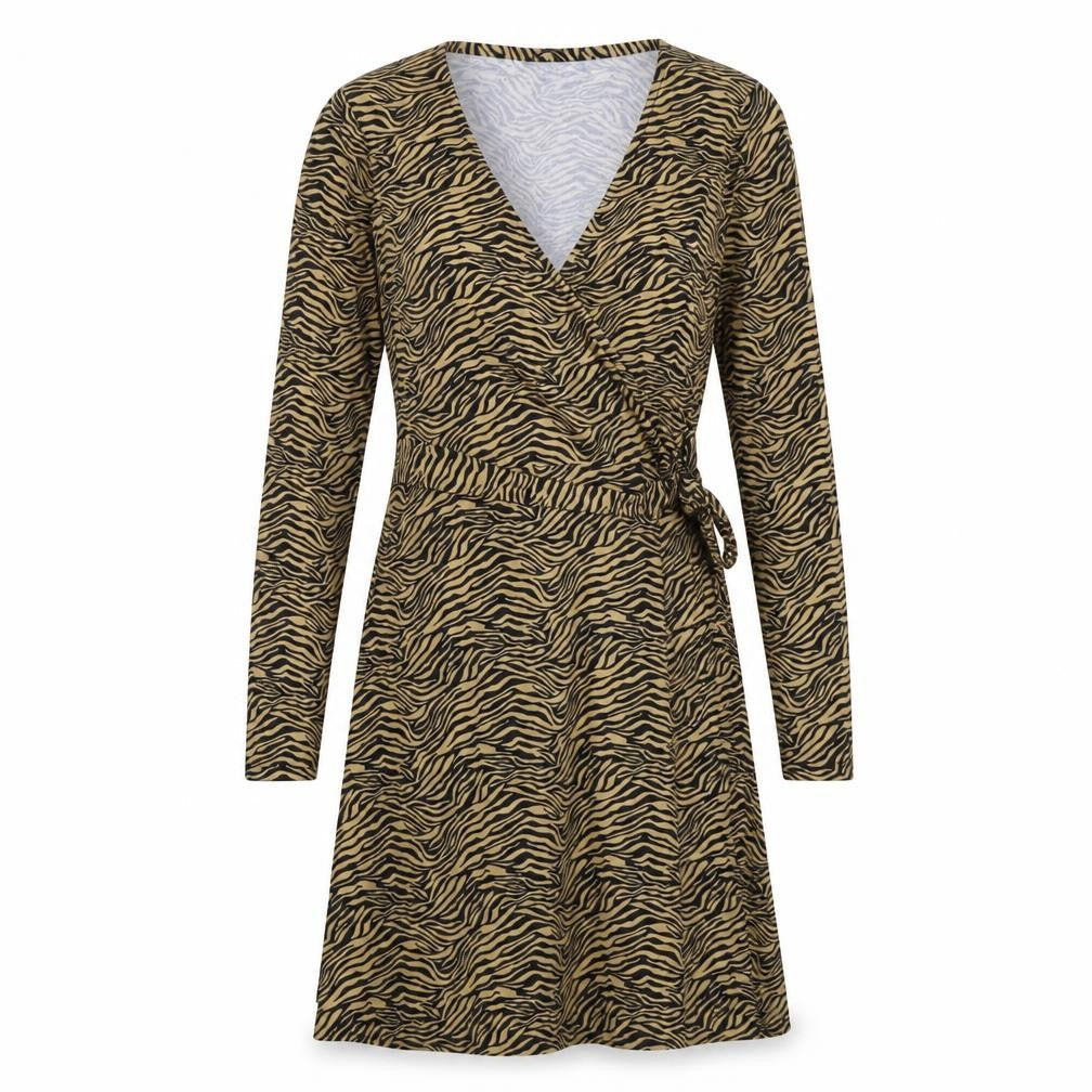 Miss Selfridge Womens Brown Animal Print  Wrap Dress  Size 6  - zebra print