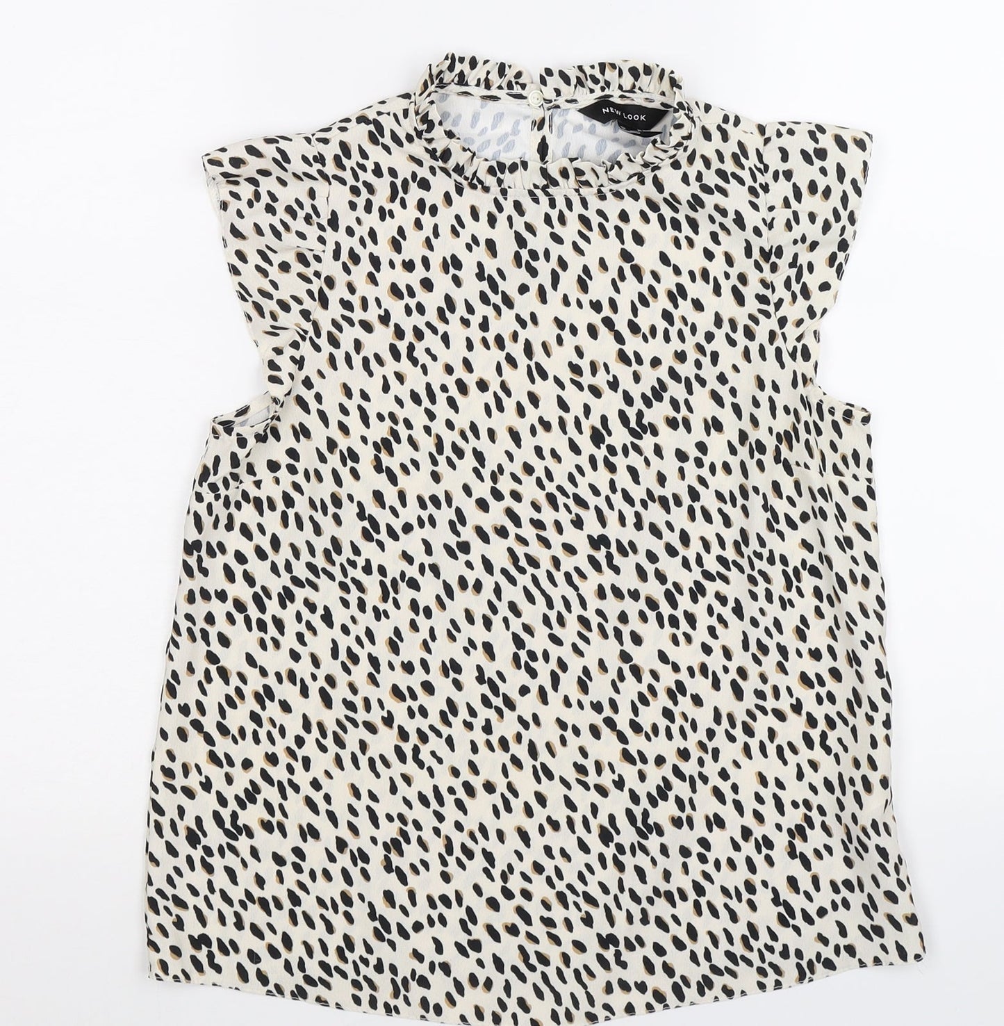 New Look Womens Ivory Animal Print Chiffon Basic Blouse Size 6  - LEOPARD PRINT
