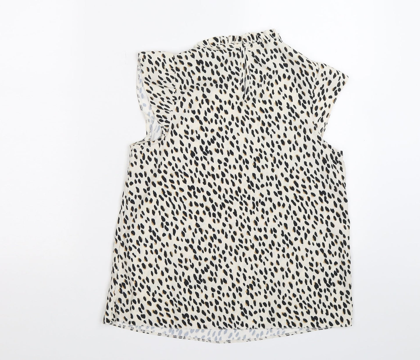 New Look Womens Ivory Animal Print Chiffon Basic Blouse Size 6  - LEOPARD PRINT