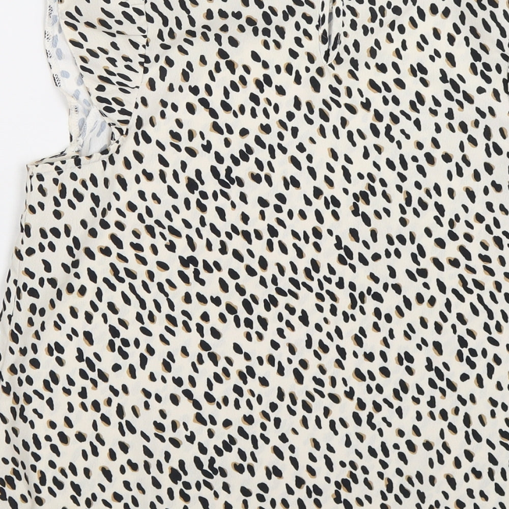 New Look Womens Ivory Animal Print Chiffon Basic Blouse Size 6  - LEOPARD PRINT