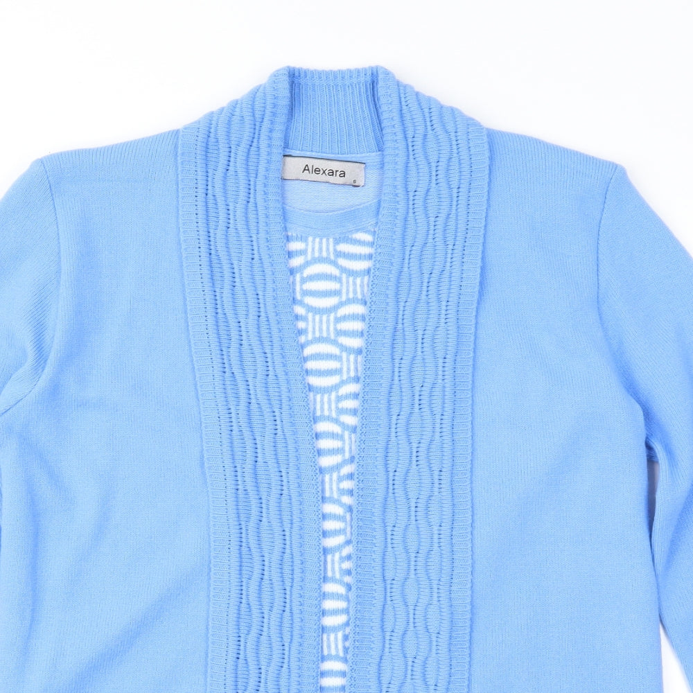 Alexara Womens Blue Geometric Knit Pullover Jumper Size S