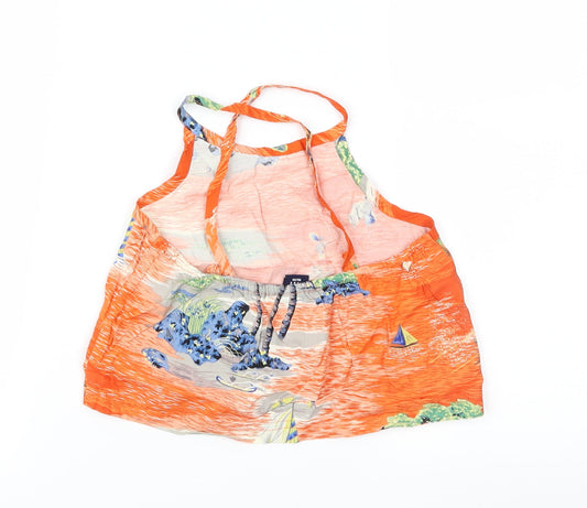 Gap Girls Orange Geometric  Cropped Blouse Size M