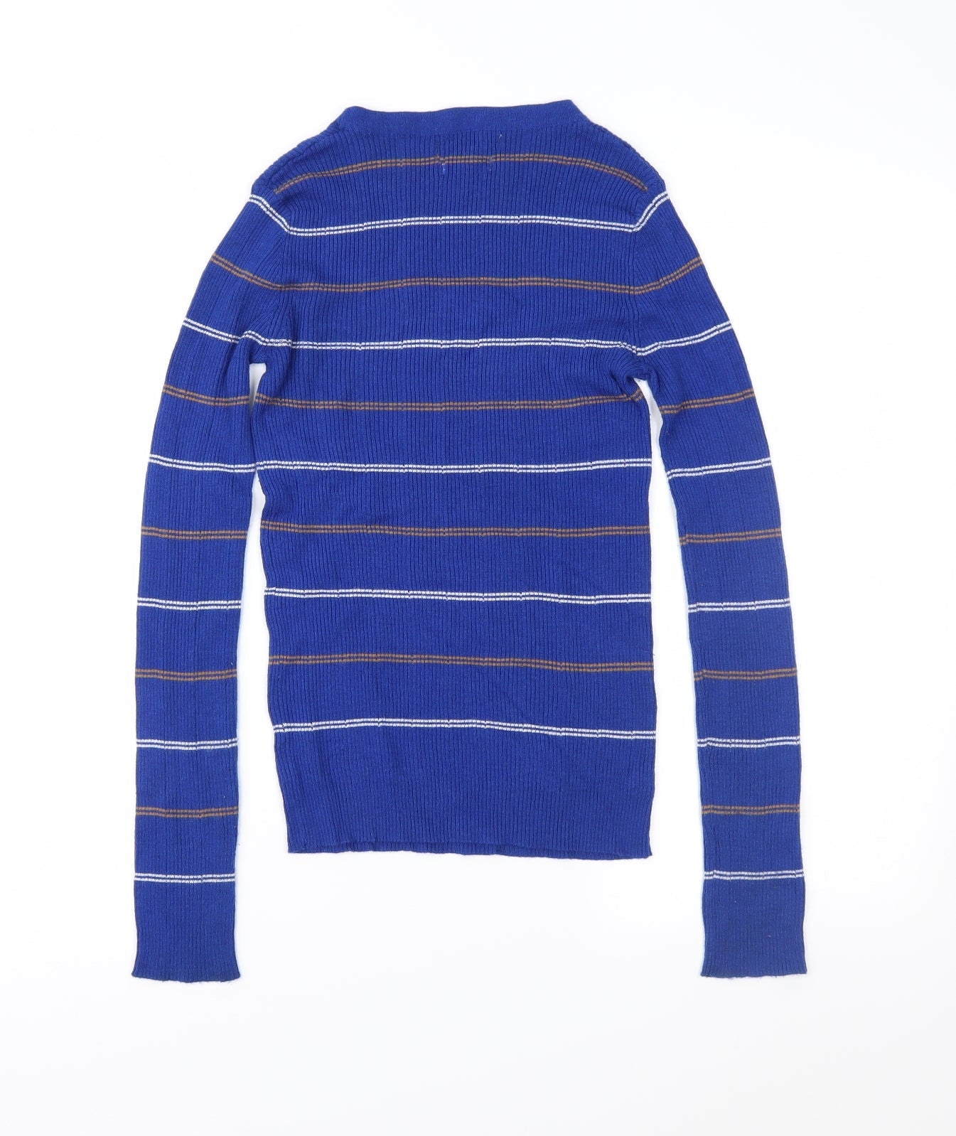 Mango Womens Blue Striped Knit Pullover Jumper Size S