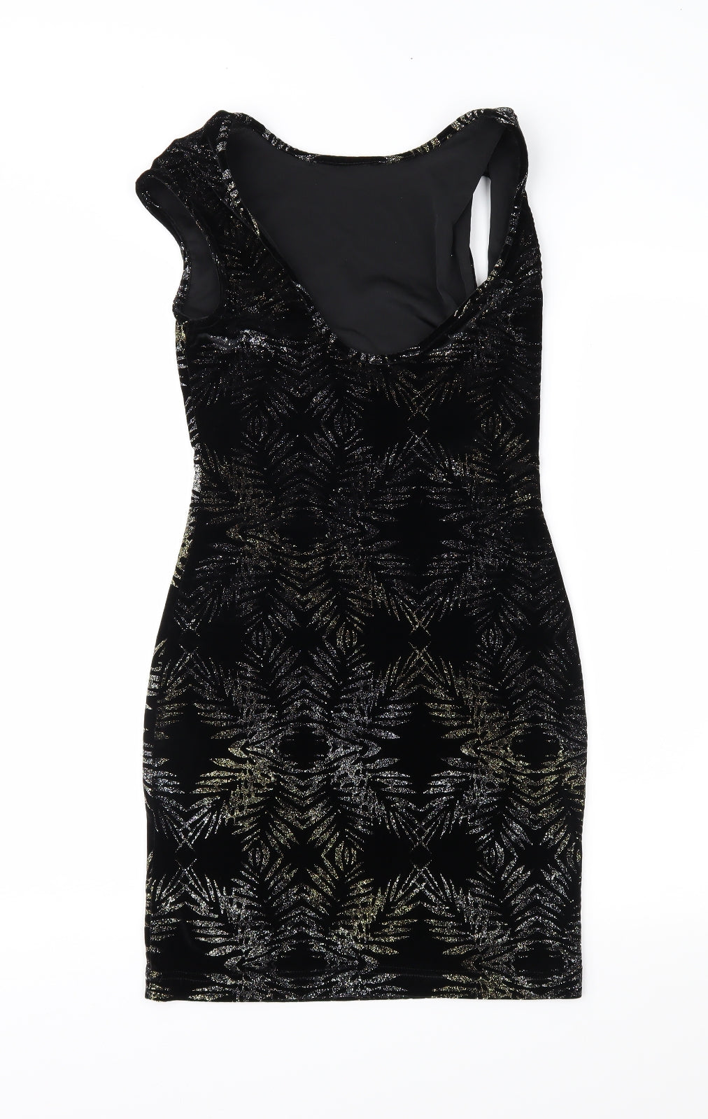 Topshop Womens Black Geometric Velour Sheath  Size 8