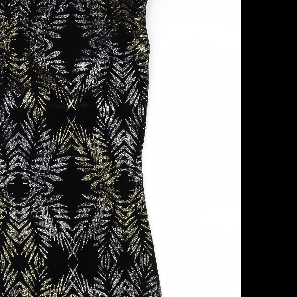 Topshop Womens Black Geometric Velour Sheath  Size 8