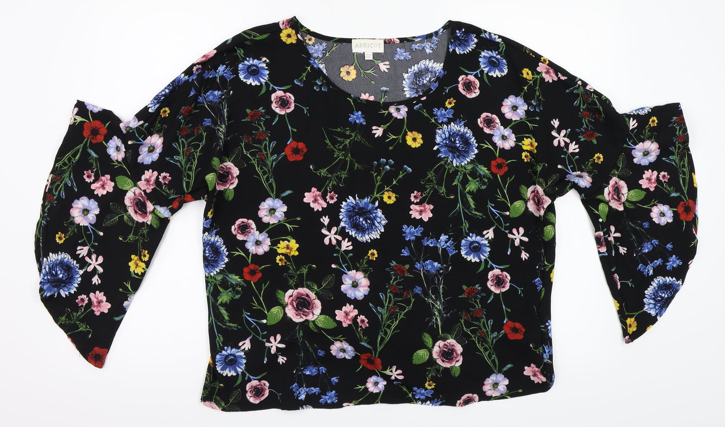 Apricot Womens Black Floral  Basic Blouse Size 14