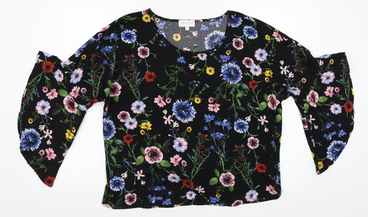 Apricot Womens Black Floral  Basic Blouse Size 14