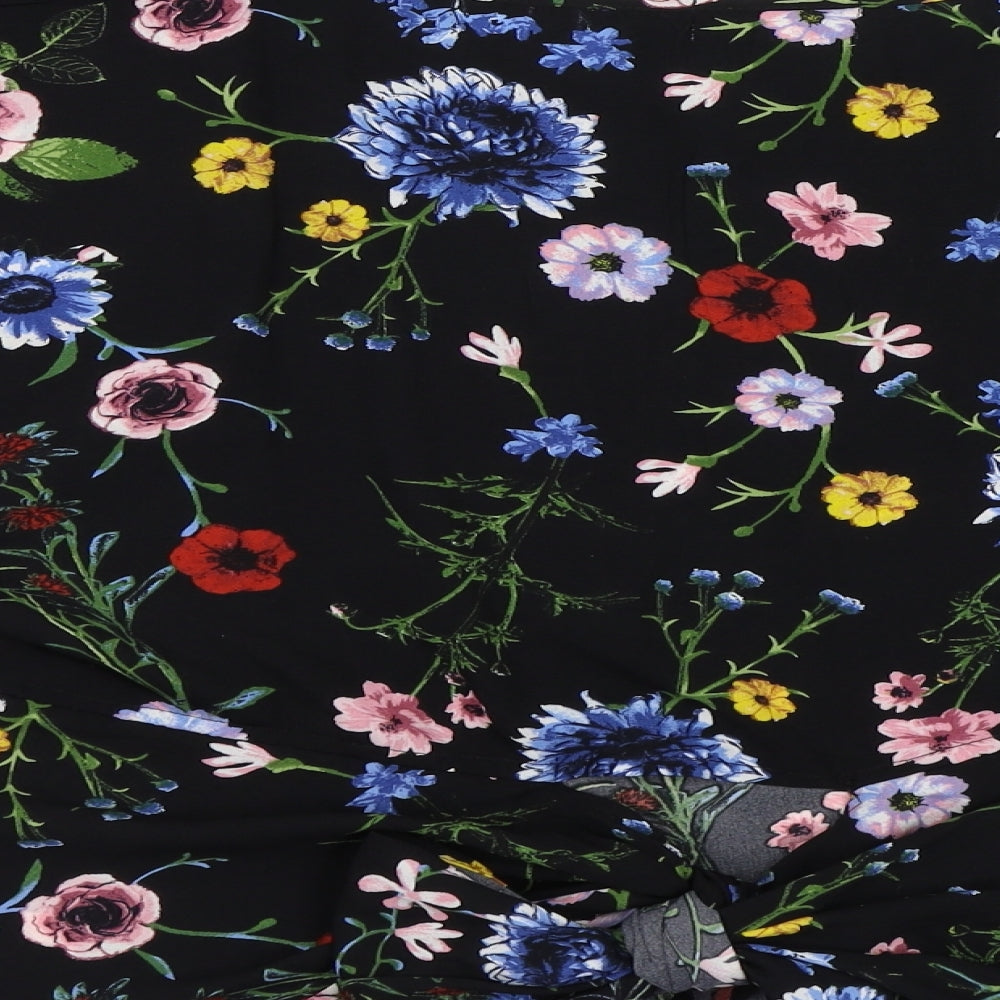Apricot Womens Black Floral  Basic Blouse Size 14