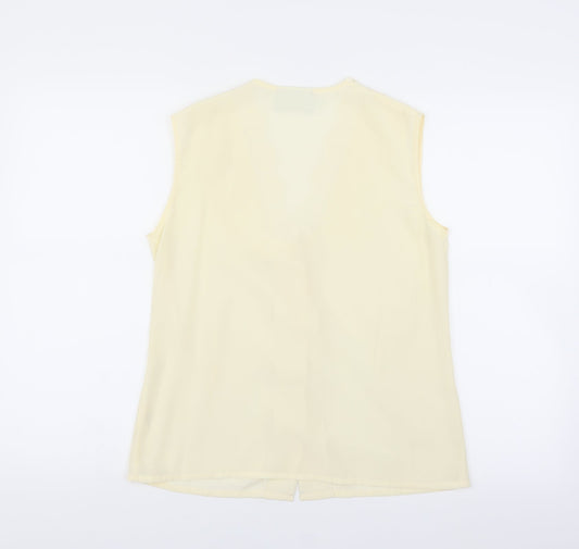 Imagination Womens Yellow   Basic Blouse Size 10  - floral Lace Neckline