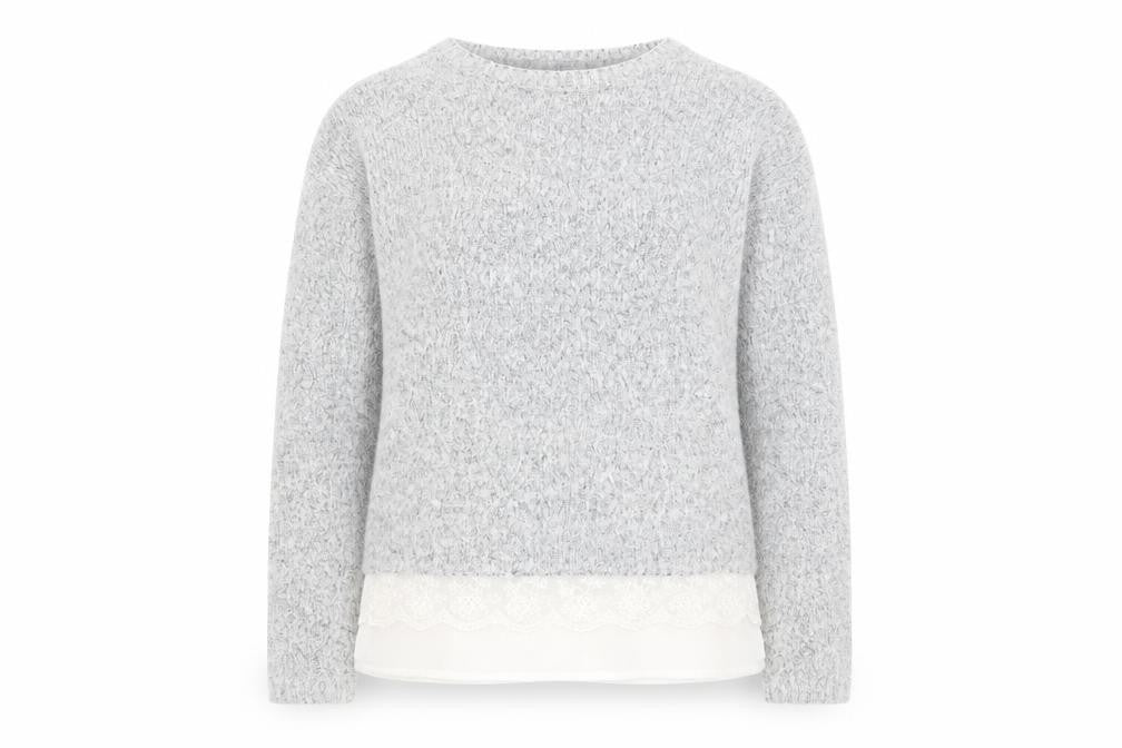 Front view of YD girls’ grey jumper, size 11-12, years - lace under top