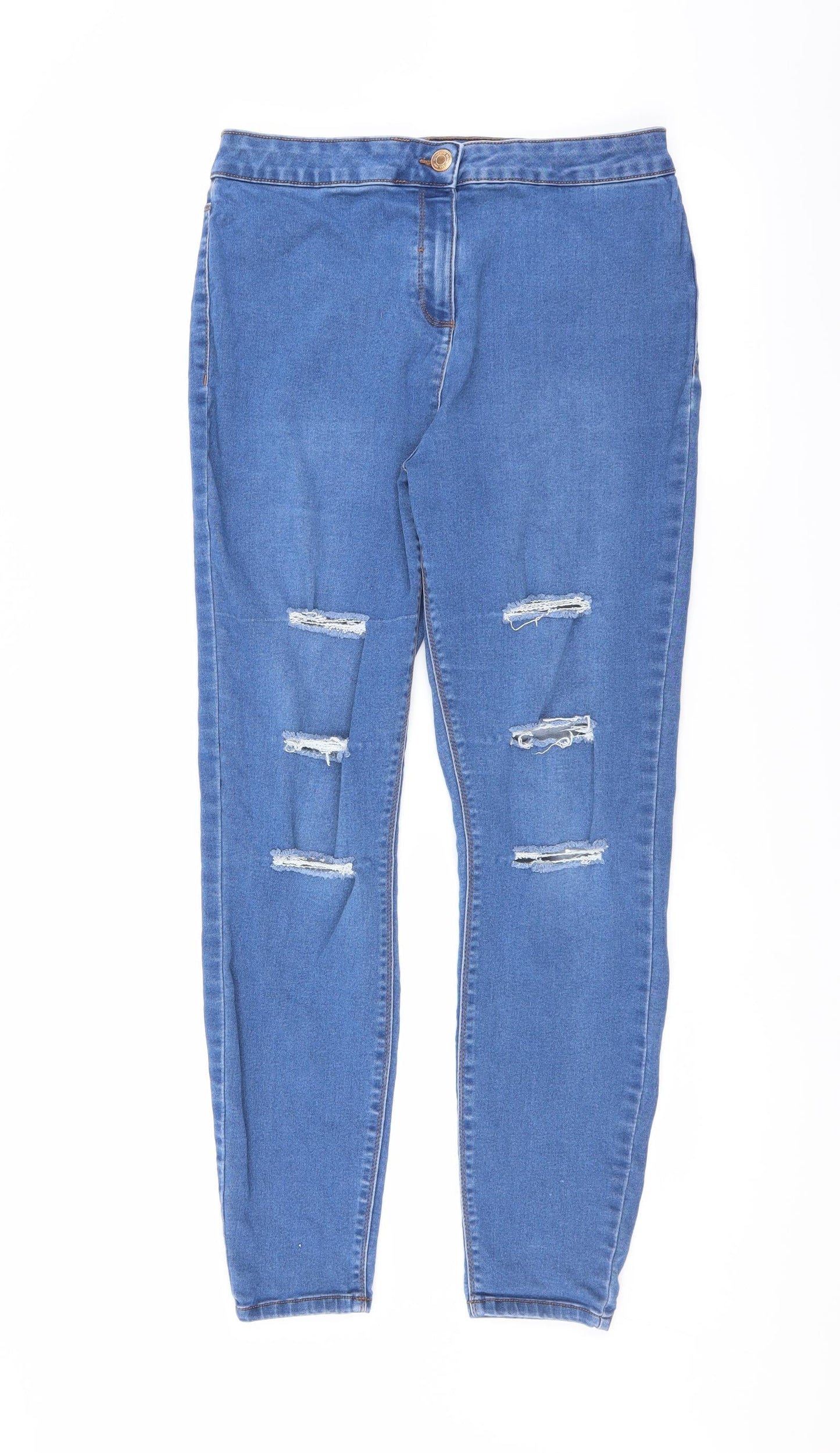 Payaya Womens Blue  Denim Skinny Jeans Size 14 L28 in - distressed