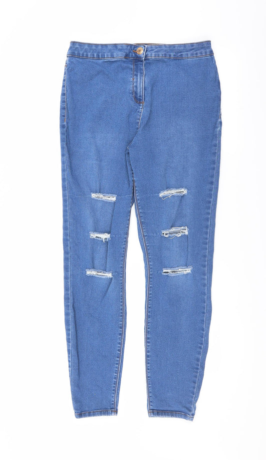 Payaya Womens Blue  Denim Skinny Jeans Size 14 L28 in - distressed