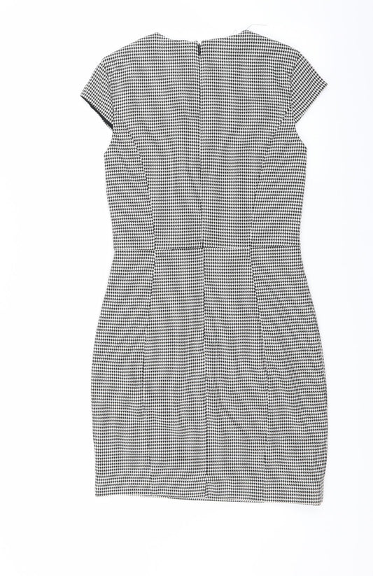 H&M Womens Green Houndstooth  Pencil Dress  Size 6