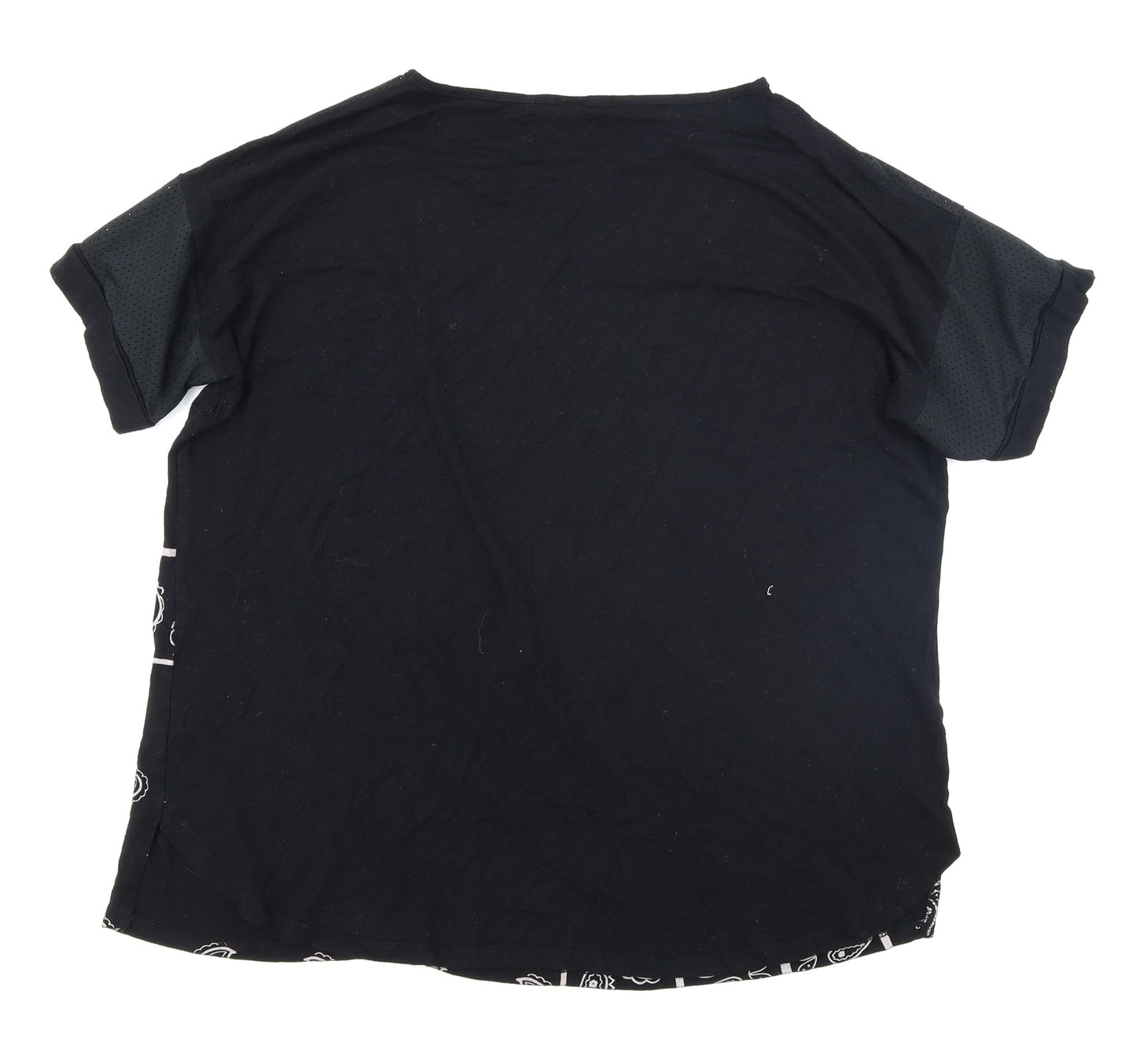 Select Womens Black Paisley  Basic T-Shirt Size 16
