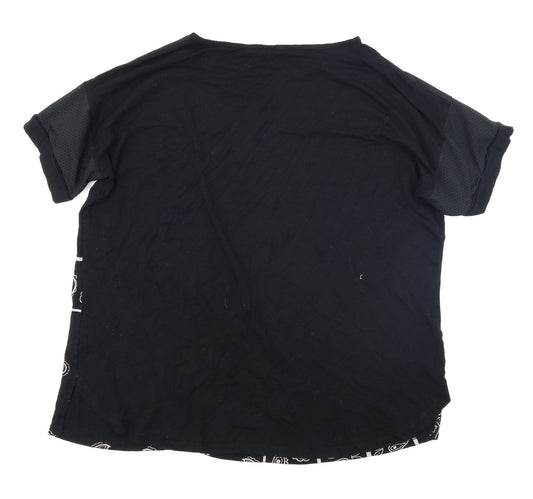 Select Womens Black Paisley  Basic T-Shirt Size 16