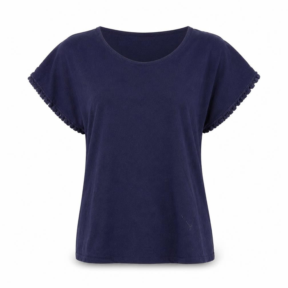 Front view of New Look women’s blue basic t-shirt, size UK 14