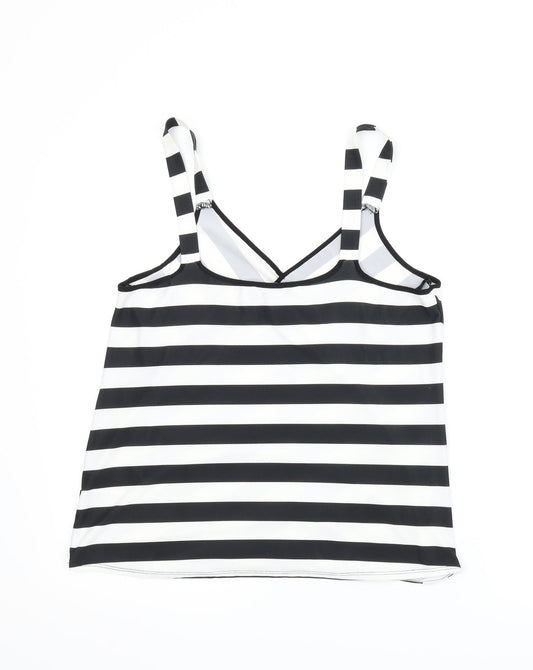 Wallis Womens Black Striped  Wrap T-Shirt Size 10