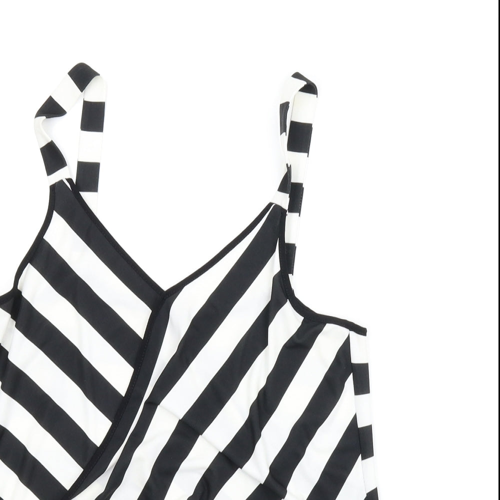 Wallis Womens Black Striped  Wrap T-Shirt Size 10