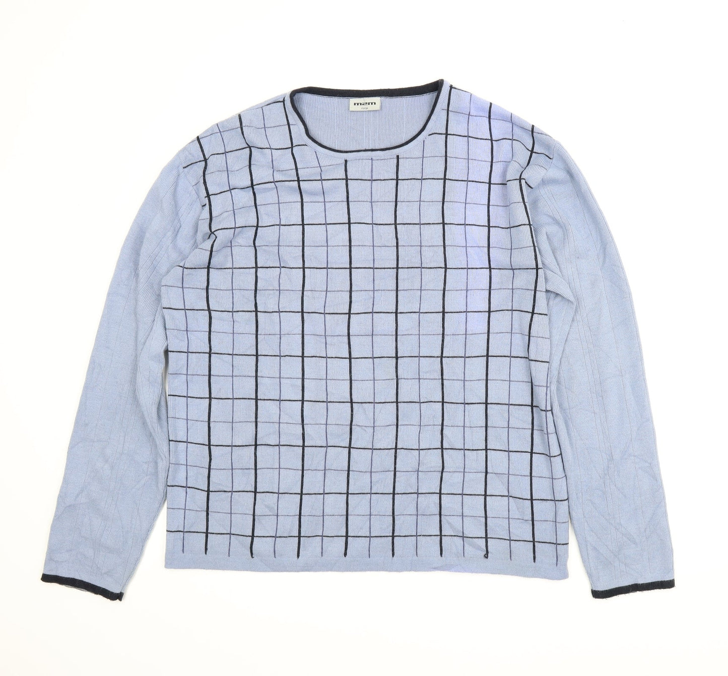 M2M Mens Blue Check  Pullover Jumper Size XL