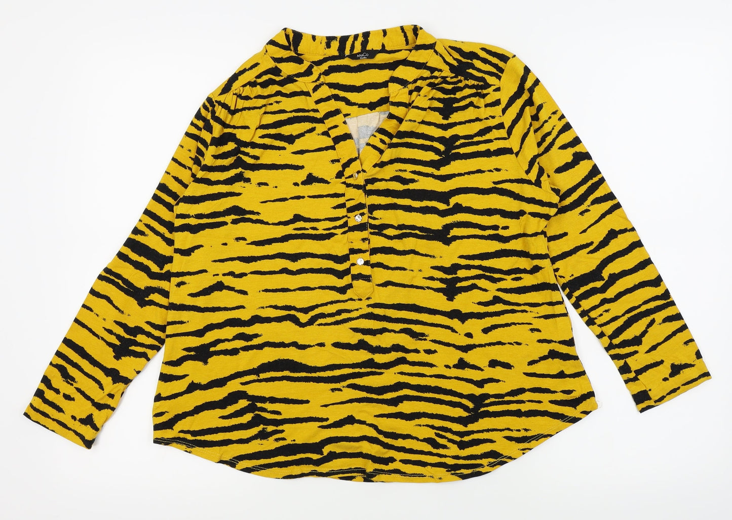 M&Co Womens Orange Animal Print  Basic Blouse Size 12