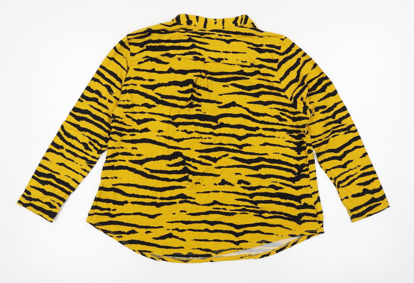 M&Co Womens Orange Animal Print  Basic Blouse Size 12