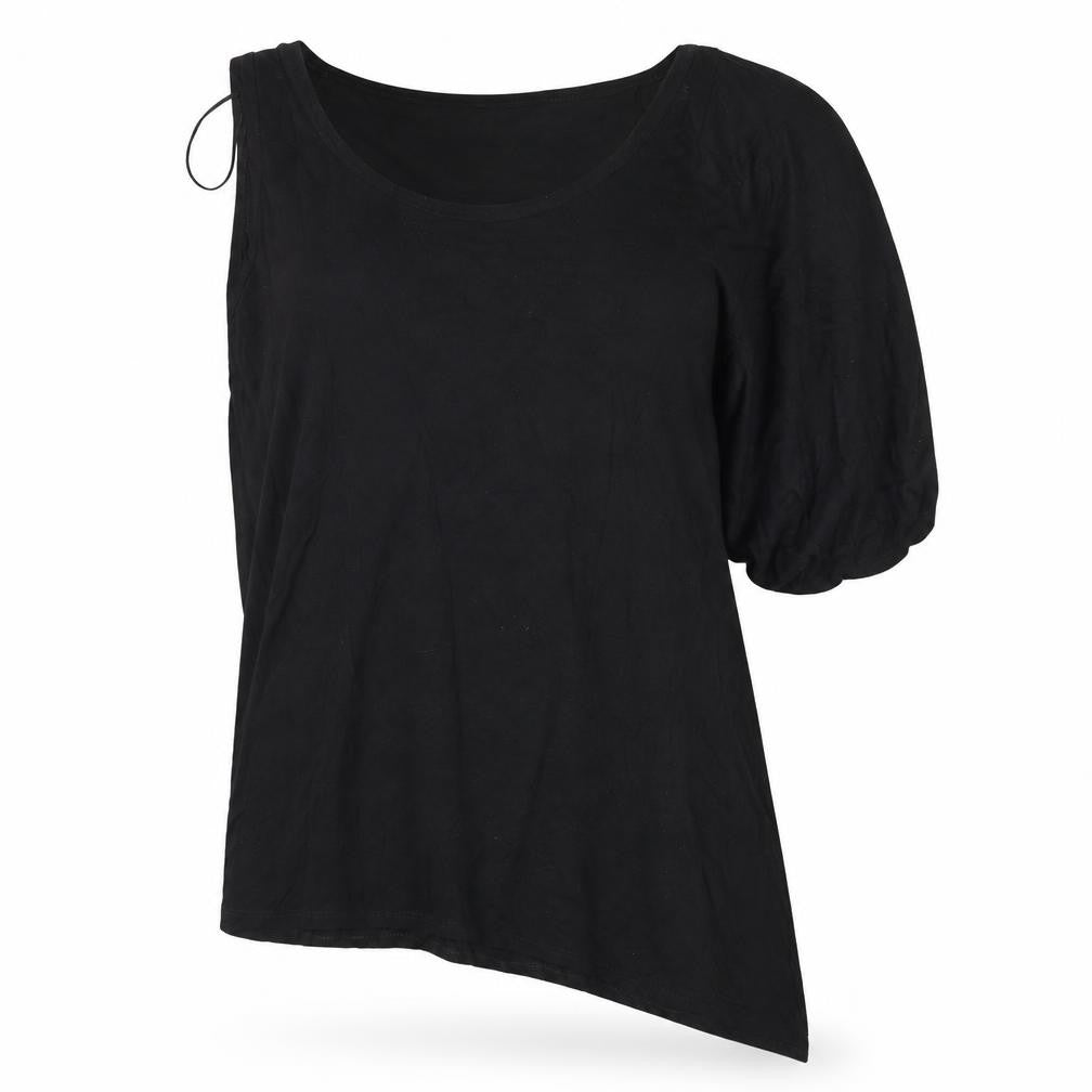 Front view of E-vie women’s black jersey basic t-shirt, size UK 14