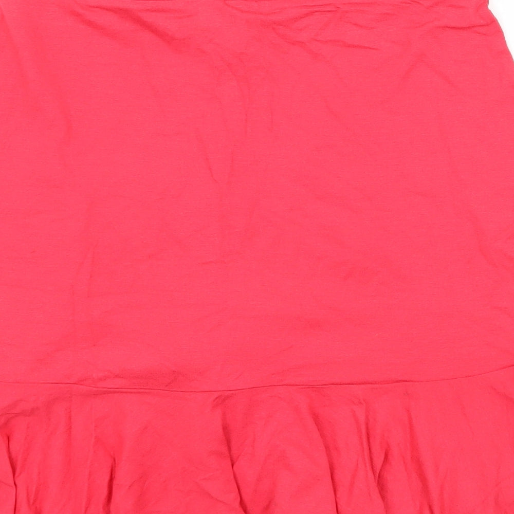 ASOS Womens Pink  Jersey A-Line Skirt Size 6  - Frill Detail