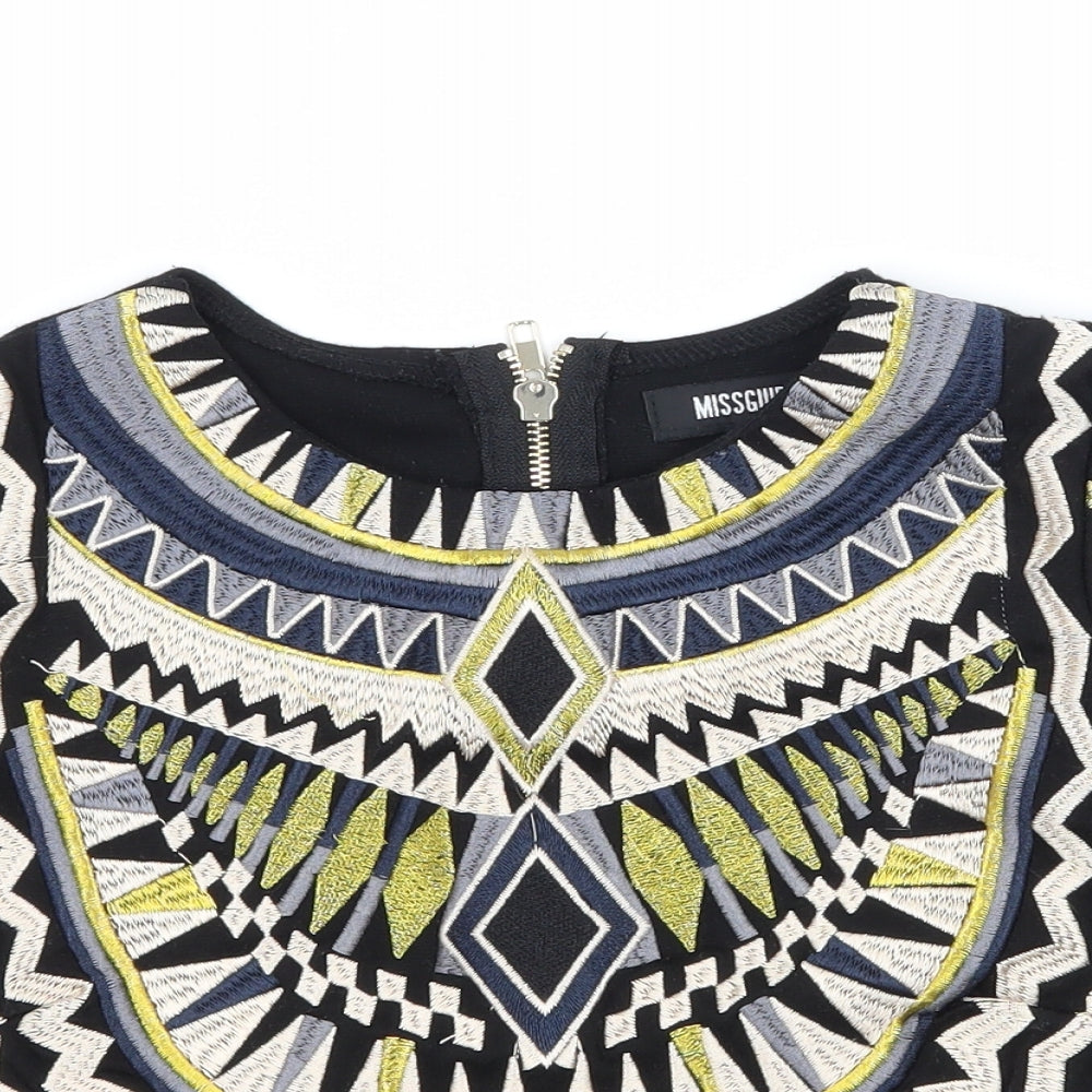 Missguided Womens Black Geometric Jersey Basic T-Shirt Size 8